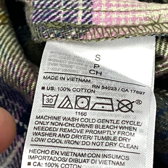 Old Navy Boyfriend Shirt Women Small Multi Plaid Flannel Long Sleeve Button Down - Picture 8 of 15